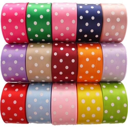 1-1/2" 38mm 5 Yards Polka Dots Printed Satin Ribbon Gift Packaging DIY 100% Polyester Handmade Materials YM18010113