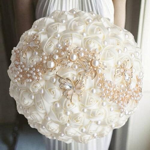 1pc/lot Cream Bride Wedding Flower With Diamond For Wedding Party