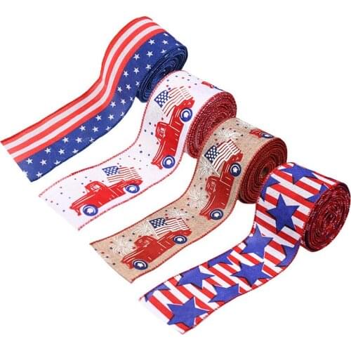 2M /roll American Independence Day Ribbon Printing Thermal Transfer Decorative Ribbon DIY Gift Pack Decor