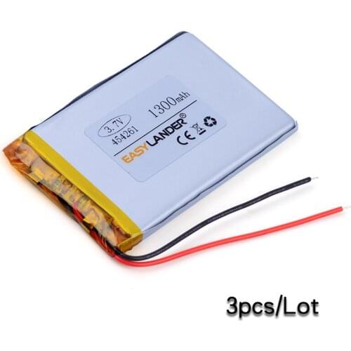3pcs/Lot 454261 3.7V 1300mAh Rechargeable li Polymer Li-ion Battery For E-book DVR phone C430 GPS navigator logger