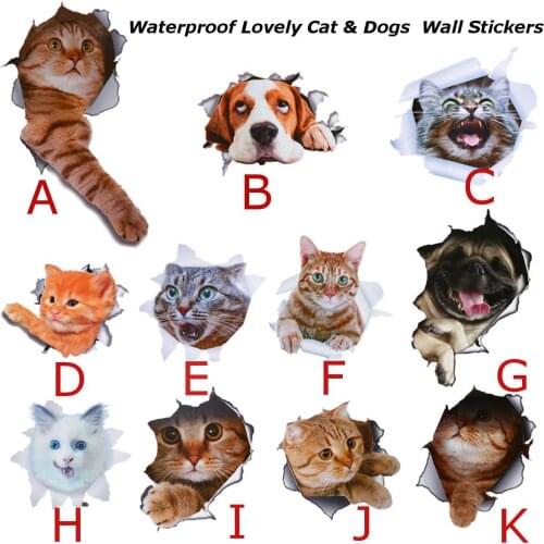 3Pcs Universal 3D Wall Sticker Vinyl Cute Cat for Kitten Bedroom Fridge Toilet Decal Home Art Decoration