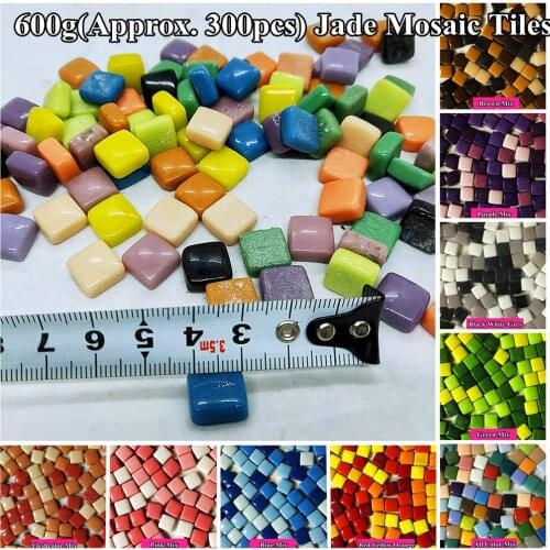 600g(Approx. 300pcs) Jade Mosaic Tiles 1.1*1.1*0.4cm Square Mosaic Stones DIY Mix Color Mosaic Materials for Craft