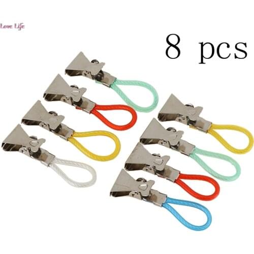8Pcs/Set Clothes Pegs Metal Stainless Steel Clothespins Kitchen Bathroom Organize Colorful Laundry Tea Towel Hanging Clips