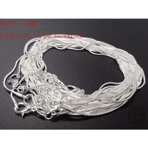 Promotion wholesale 10pcs Silver Plated Necklace Chain Jewelry women men fashion snake chain necklace 16,18,20,22,24 inch