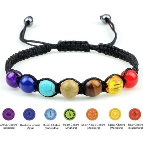 7 Chakra Healing Beaded Bracelet Reiki Prayer Balance Beads Bracelet Handmade Braided Bangles For Women Men Adjustable Jewelry