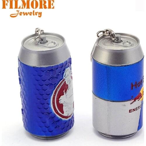 Game Playerunknowns Battlegrounds 3D Big Size Energy Drink Keychains Keyring PUBG Pain Relief Can Pendant Key Chain Holder