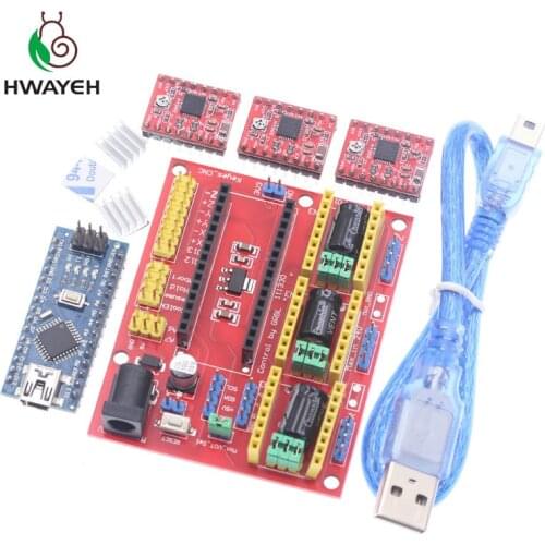 CNC shield V4 engraving machine 3D Printer+ 3pcs A4988 driver expansion board For Arduino NANO V3. 0 with USB cable NANO 3.0