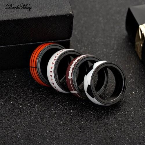 DarkMag Titanium Steel Sport Spinner Basketball Football Rugby Baseball Ring For Men Rotatable Band Fraternal Rins Anel Bijoux