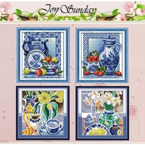Porcelain and Strawberry Patterns Counted Cross Stitch 11 14CT Cross Stitch Sets Chinese Cross-stitch Kits Embroidery Needlework