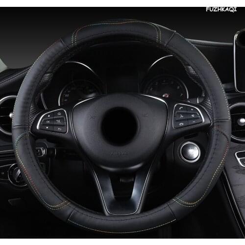 FUZHKAQI Leather Car Steering Wheel Cover For Hondas Civics CRV BRV Fit Jazz Accords City Freed Mobilio Stream