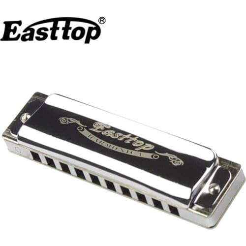 Easttop Diatonic 10 Hole T006 Harmonica Brass Comb Reeds Mouth Organ Key C Blues Harp Musical Instruments East top Professional