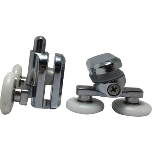Smooth 4 x 25 Chromeplate TOP Bottom Double Shower Door ROLLERS/Runners/Wheels Replacements 990AB