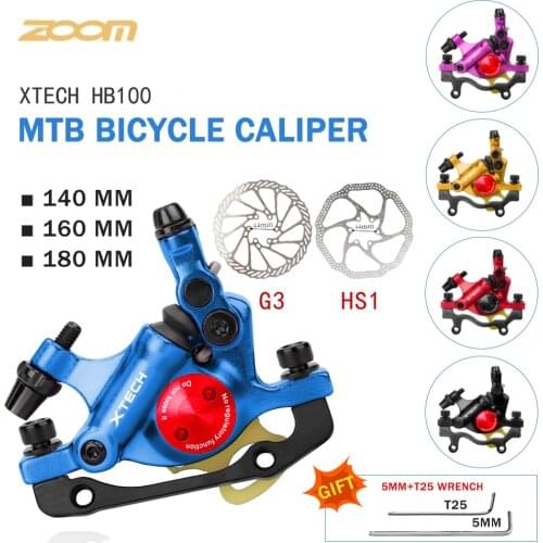 ZOOM XTECH HB100 MTB Hydraulic Line Pulling Disc Brake Set 160mm 140mm 180mm Bike Caliper 160mm Adapter G3 HS1 Rotors Bike Parts
