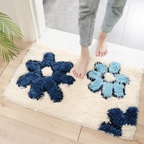 Plush Flowers Printed Welcome Doormat Anti Slip Kitchen Carpet Floor Mat Hallway Portch Rug Door Mats Outdoor Drop Ship