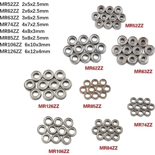10PCS MR52 ZZ MR62ZZ MR63ZZ MR74ZZ MR84ZZ MR85ZZ MR106ZZ MR126ZZ mini bearings 2x5x2.5 2x6x2.5 3x6x2.5 4x7x2.5mm 4x8x3mm