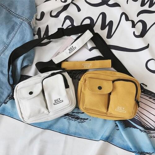 Fashion Simple Classic Canvas Bags for women 2019 New Arrival Women Hasp Solid Color Basic Female Letters Zipper Messenger Bags