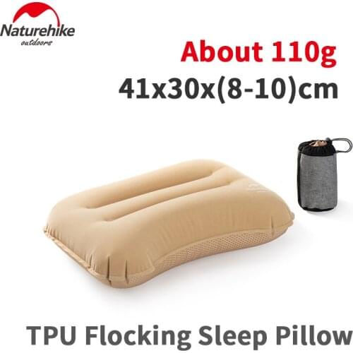 Naturehike Outdoor Travel Inflatable Pillow Ultralight 110g Portable MINI Storage TPU Flocking Pillow Soft Company Home Tent
