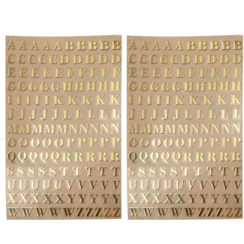 2 Sheets Glitter Letter Stickers Self-Adhesive Metal Stickers 26 Uppercase Letters Stickers DIY Decoration A-Z Stickers