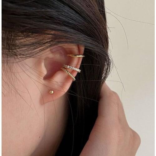 Non Piercing Ear Clips For Women Fashion Jewelry Gold Silver Color 3 Pieces Set Clip Earrings Ladies Simple Charms Jewellery