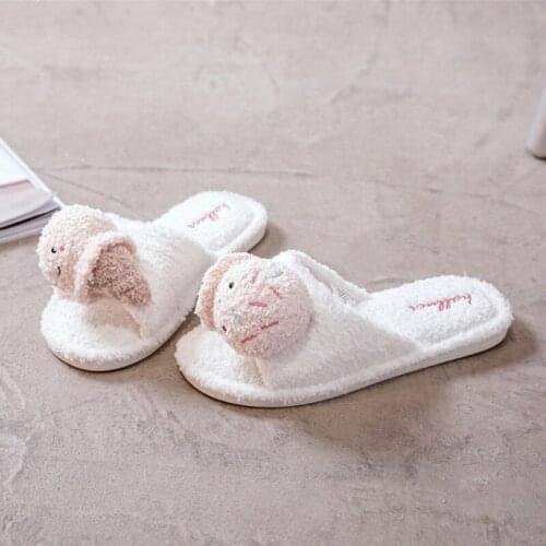 2020 New Fation Lovely Cute Doll The House In Winter Cartoon Cute Home Slippers Cotton Slippers Shaggy Slipper For Women To Warm
