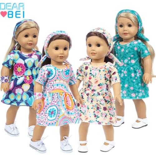 New Dress 4pcs in 1 Fit For American Girl Doll 18 Inch Doll Clothes , Shoes are not included