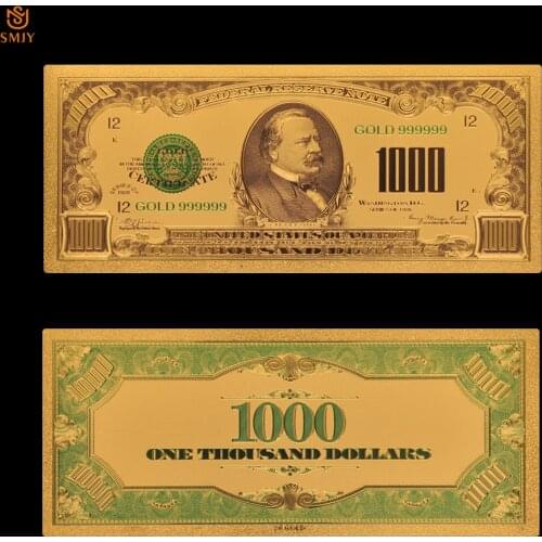 New Product 2018 US Gold Money 1000 Dollars 24k Gold Plated Banknotes Fake Paper Banknote Collections