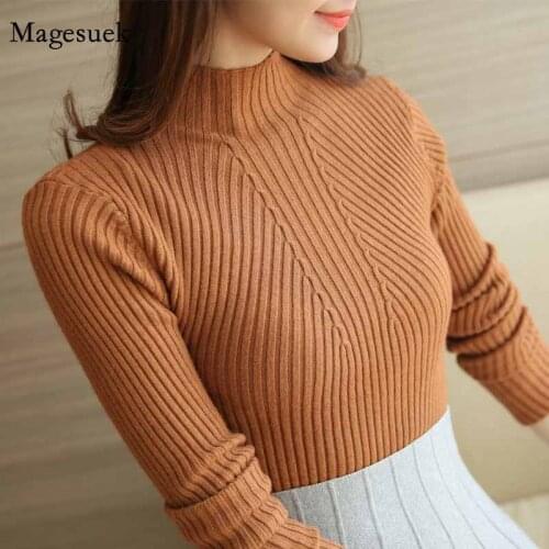 Solid long sleeve white and black tops sweaters Femme Fashion womens sweaters 2019 winter Turtleneck Pullovers Clothing 5218 50