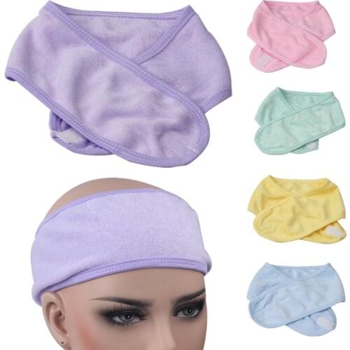 Solid Color Soft Eyelashes Extension Spa Facial Headscarf Headband Stretch Towel with Magic Paste Makeup Face Washing Hairband