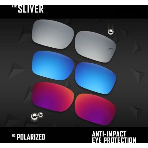 OOWLIT 3 Pairs Polarized Sunglasses Replacement Lenses for Oakley Sliver OO9262-Sliver& Midnight Sun & Ice Blue