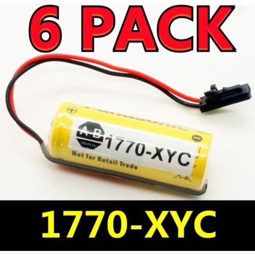 Original New 6 PACK A-B 1770-XYC 3V 1800mAh CNC PLC Lithium Industrial CPU Battery With Plug (Fresh DATE)