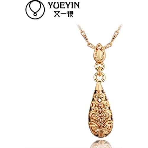 Wholesale Gold color necklace For Women wedding Bridal Jewelry yellow rose gold big stone Anniversary Romantic