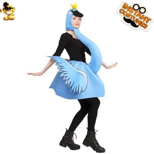 QLQ Blue Swan Costumes Unisex Animals Jumpsuit Party Dress Up Role Play Swan Cosplay Costumes For Adult Mens&Womens