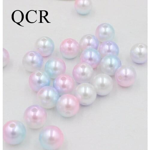 Pick Size 4.6.8.10mm ABS Round Rainbow Color Imitation Pearls Beads Crafts Decoration for DIY Bracelets Necklaces Jewelry Making
