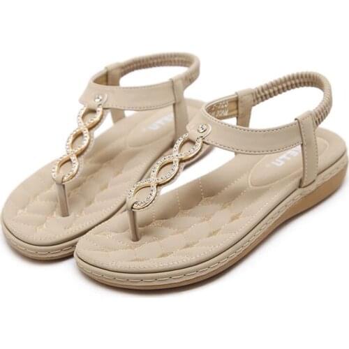 Elastic band flats sandals women summer shoes plus size 2021 comfortable shoes woman beach sandals flip flops