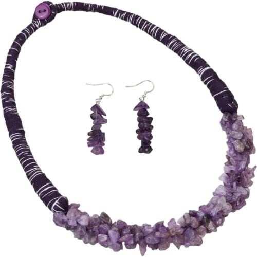 YACQ Amethyst 925 Sterling Silver Wide Choker Necklace Dangle Drop Earrings Jewelry Set Gifts for Women Mom Teen Girl