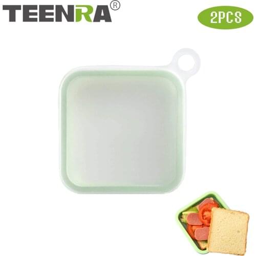 TEENRA Portable Silicone Sandwich Case Reusable Sandwich Box Transparent Lunch Box Toast Box Food Container Kitchen Tools