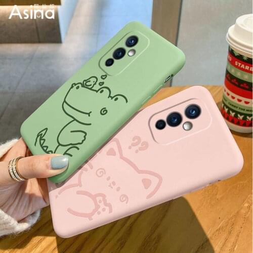 ASINA Cute Cartoon Case For Oneplus 9 8t 8 Pro Liquid Silicone Couple Cases For Oneplus 7 7T Pro Nord Cover Green Funda Girl