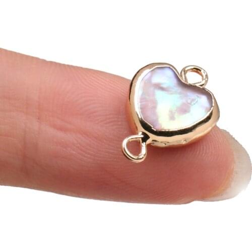 Natural Pearl Connectors Heart Shape 2pcs Fashion Connectors for Women Jewelry Making Bracelet Necklace Size 10x20-12x22 mm