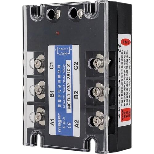 10A DC-AC Three Phase Solid State Relay SSR-10A (MGR-3 032 3810 Z) Solid State Relay 3-32V DC 380V AC With protective covers