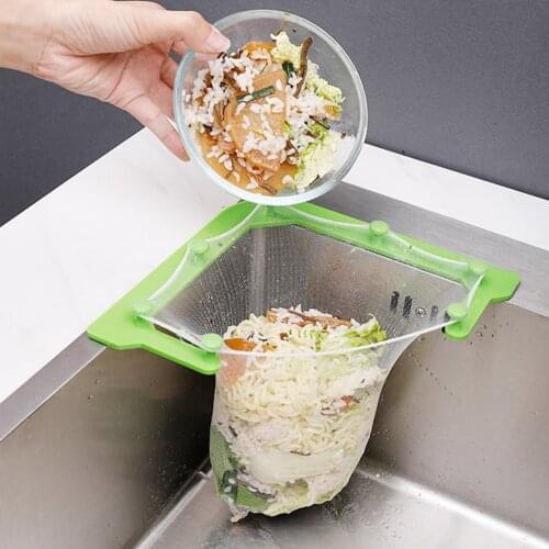 Triangle Filter Tri-Holder with 50pcs Disposable Mesh Bag Kitchen Sink Strainer Mesh Garbage Bag for Kitchen Waste