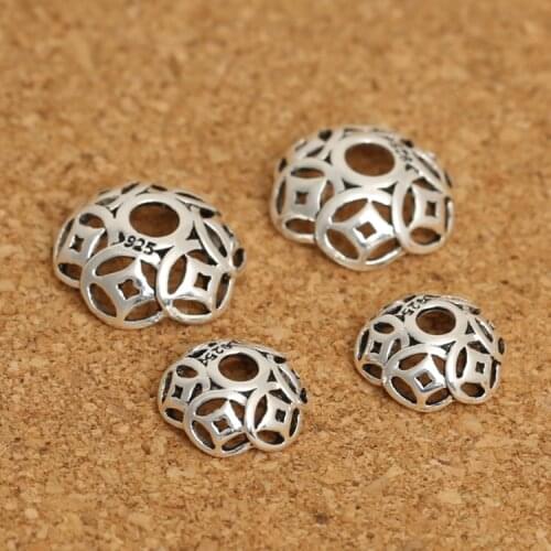 Vintage 925 Silver Beads Caps Jewelry DIY Bead Cap Sterling Silver Jewelry Accessories Good Luck Symbol Bead Cap