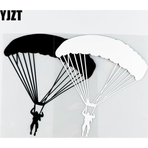 YJZT 14.1X15.5CM Fun Parachute Car Sticker Vinyl Decal Paragliding Extreme Sport Black / Silver 10A-0289