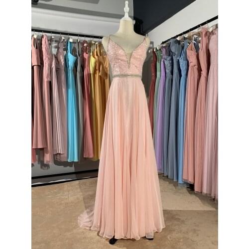 2019 new different color Bronzing elastic fabric long Beading pink luckgirls Ruched Customizable fashion prom dress