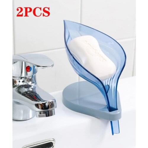 1/2PCS Leaf-Shaped Soap Box Bathroom Soap Holder Dish Storage Plate Tray Laundry Soap Box Washing Hand Face Foaming Soap Case
