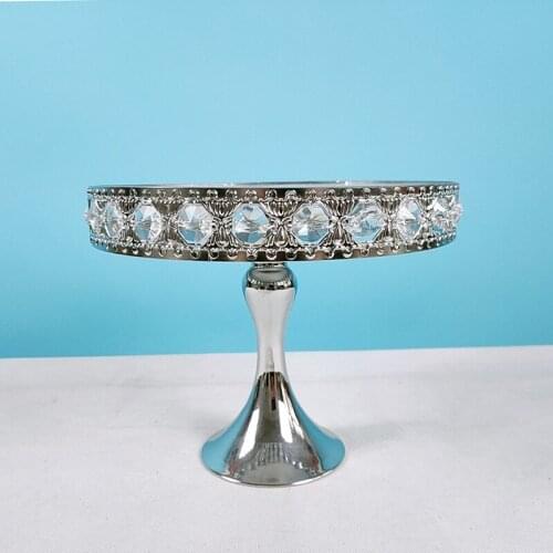 1pcs gold silver round cake tray crytal mirror cupcake stand