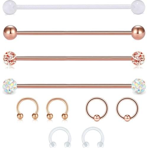 14G Cartilage Earring Industrial Barbells Surgical Steel Clear Acrylic Industrial Cartilage Tragus Helix Earring,Body Piercing