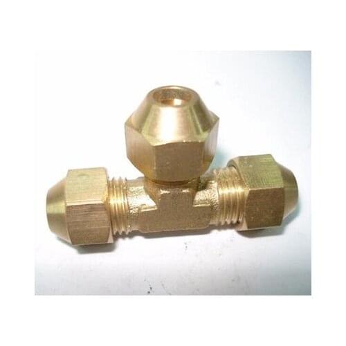 Flare Tube OD 16mm Tee Brass Flare Male Connector Tube Pneumatic Fitting with Short Flare Nut