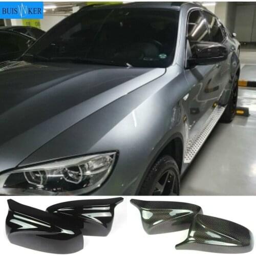 Carbon Fiber/ABS 2x Mirror Cover X5 X6 Car Side Rearview Mirror Cap Cover Shell Replacement For BMW X5 X6 E70 E71 2007-2013