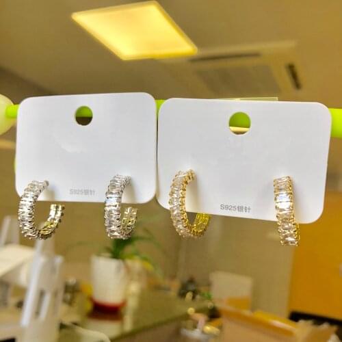 2020 Gold Ring Earrings with Zircon Fashion S925 Needle Earrings Bling Party Gift Classic Design