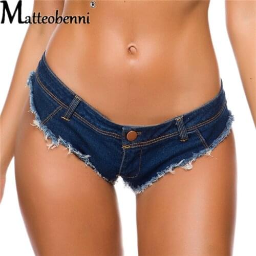 2021 Fashion Mini Shorts Sexy Low Waist Denim Shorts Women Thong Shorts Jeans Summer Night Club Bikini Shorts Skinny Hotpants